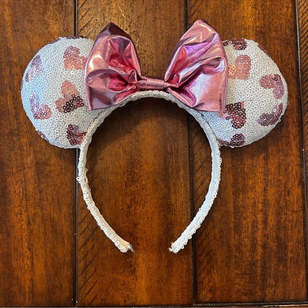Disney Parks Sequin Minnie Mouse Ears with Pink Bow